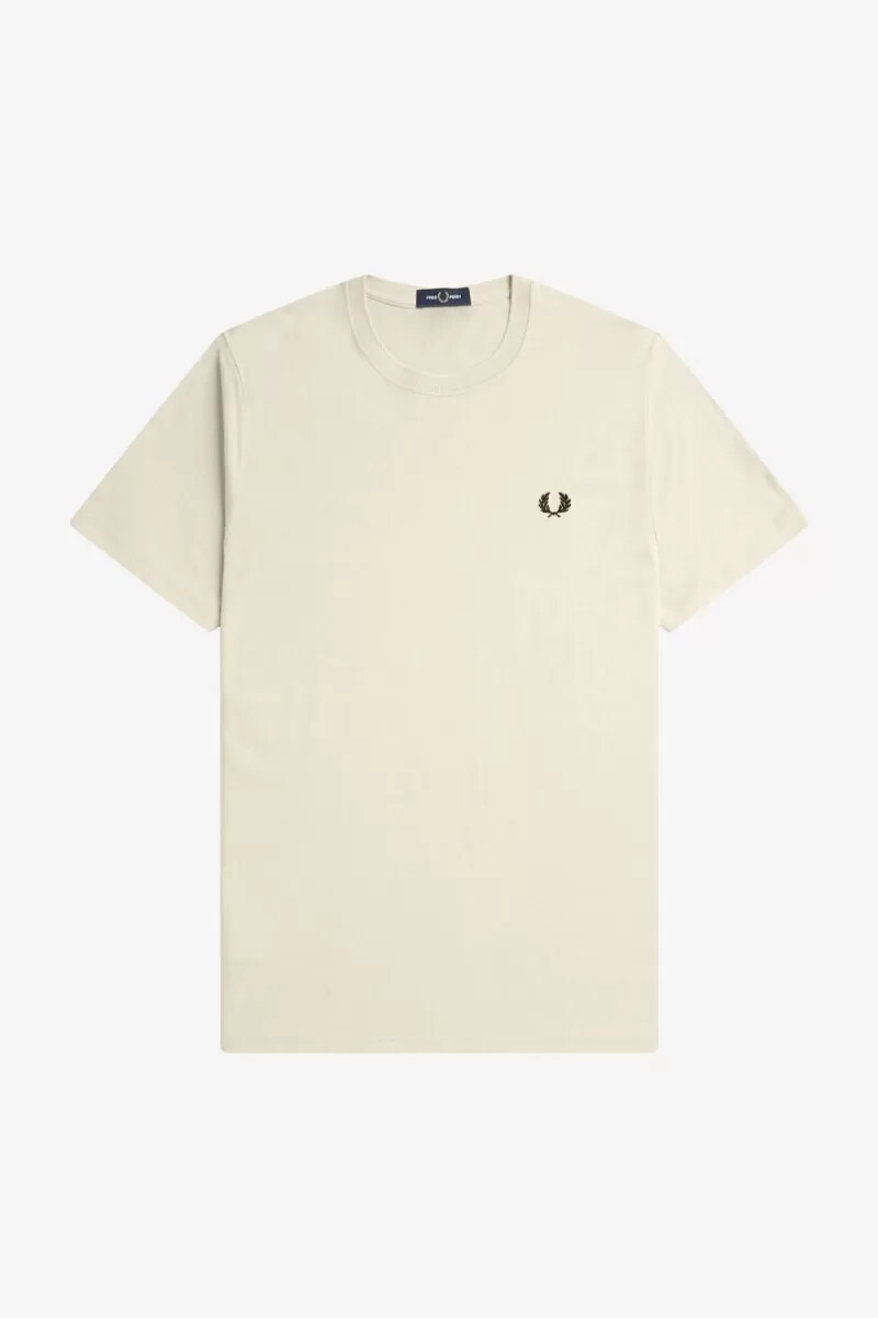 fred perry herren-t-shirt mit rundhalsausschnitt haferflockenfarbe schwarz