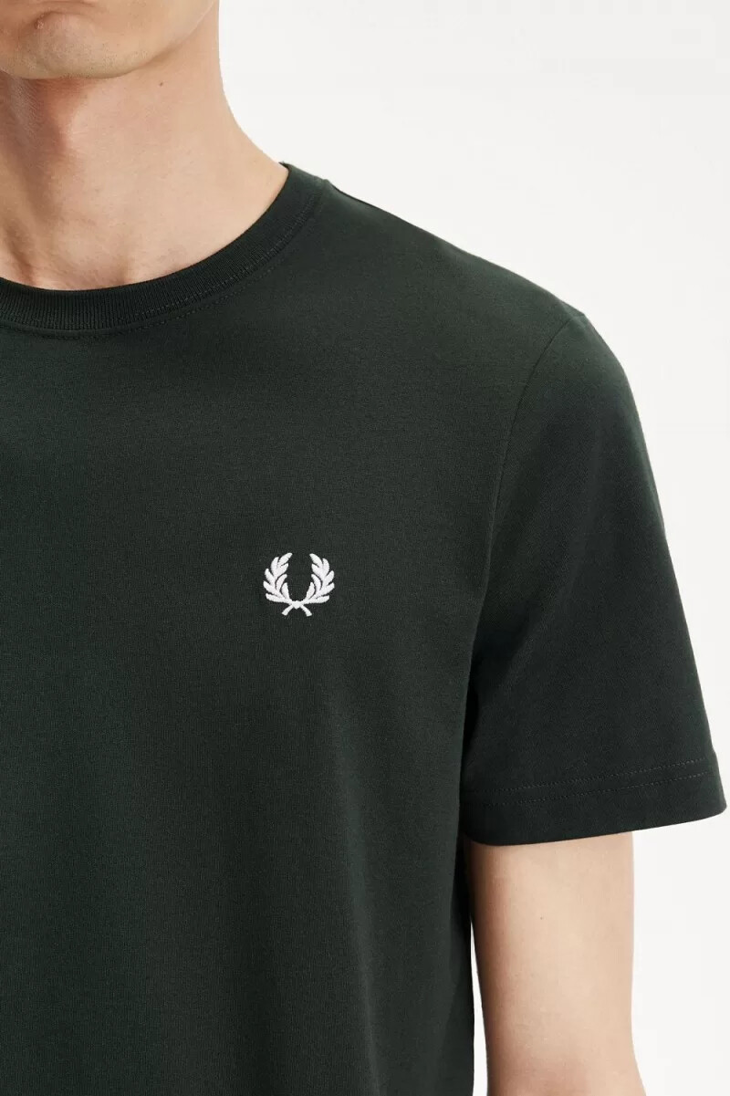 fred perry herren-t-shirt mit rundhalsausschnitt nachtgrün schneeweiß