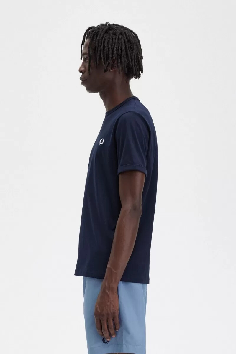 fred perry ringer herren-t-shirt marineblau
