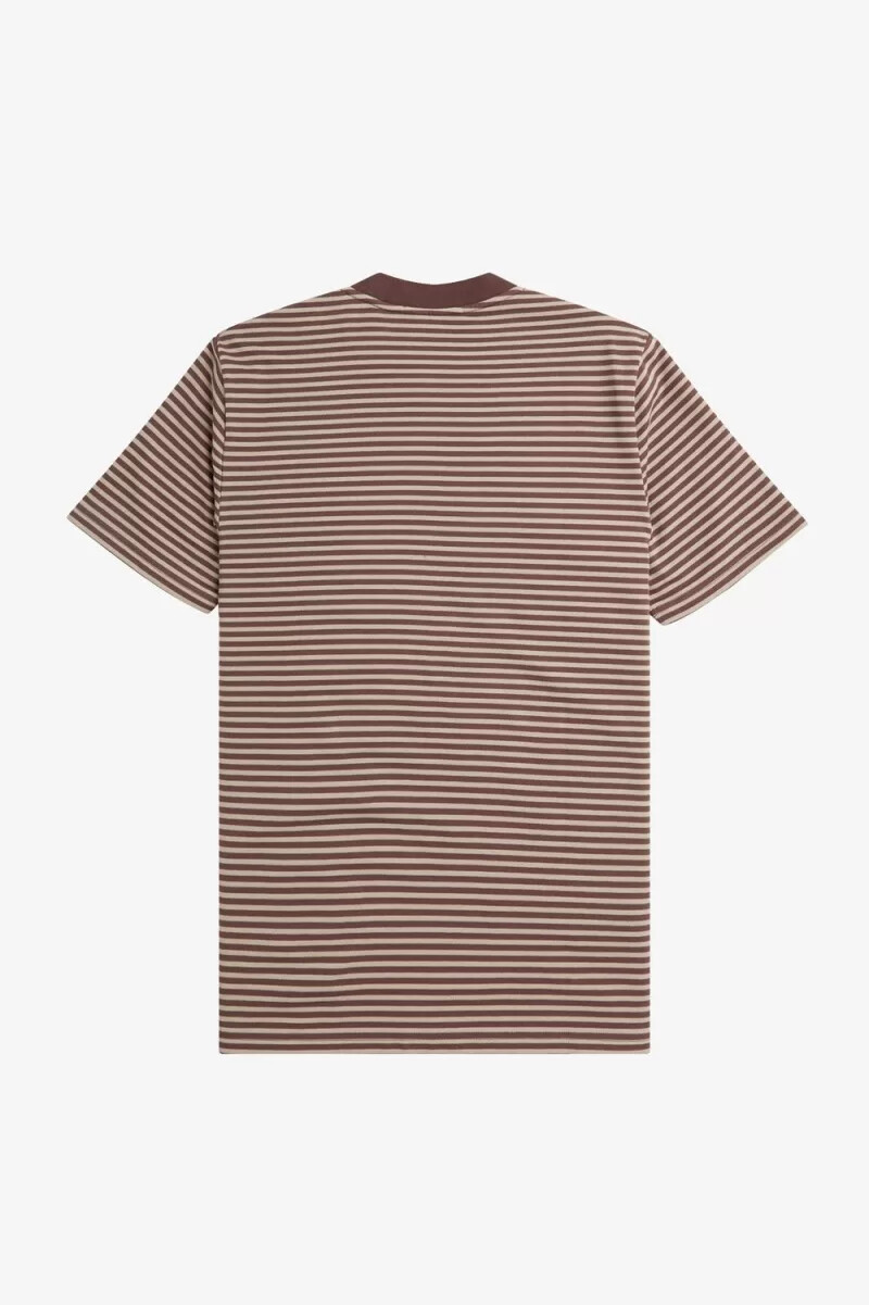 fred perry herren-t-shirt mit feinen streifen schweres material dunkelrot warmgrau