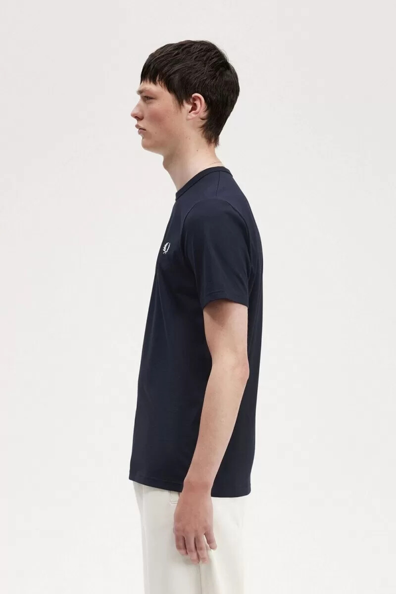 fred perry herren-t-shirt mit tape-detail marineblau