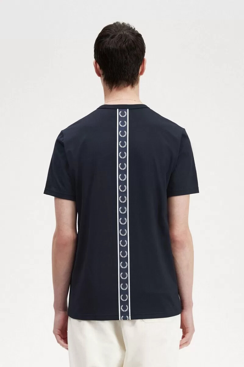 fred perry herren-t-shirt mit tape-detail marineblau