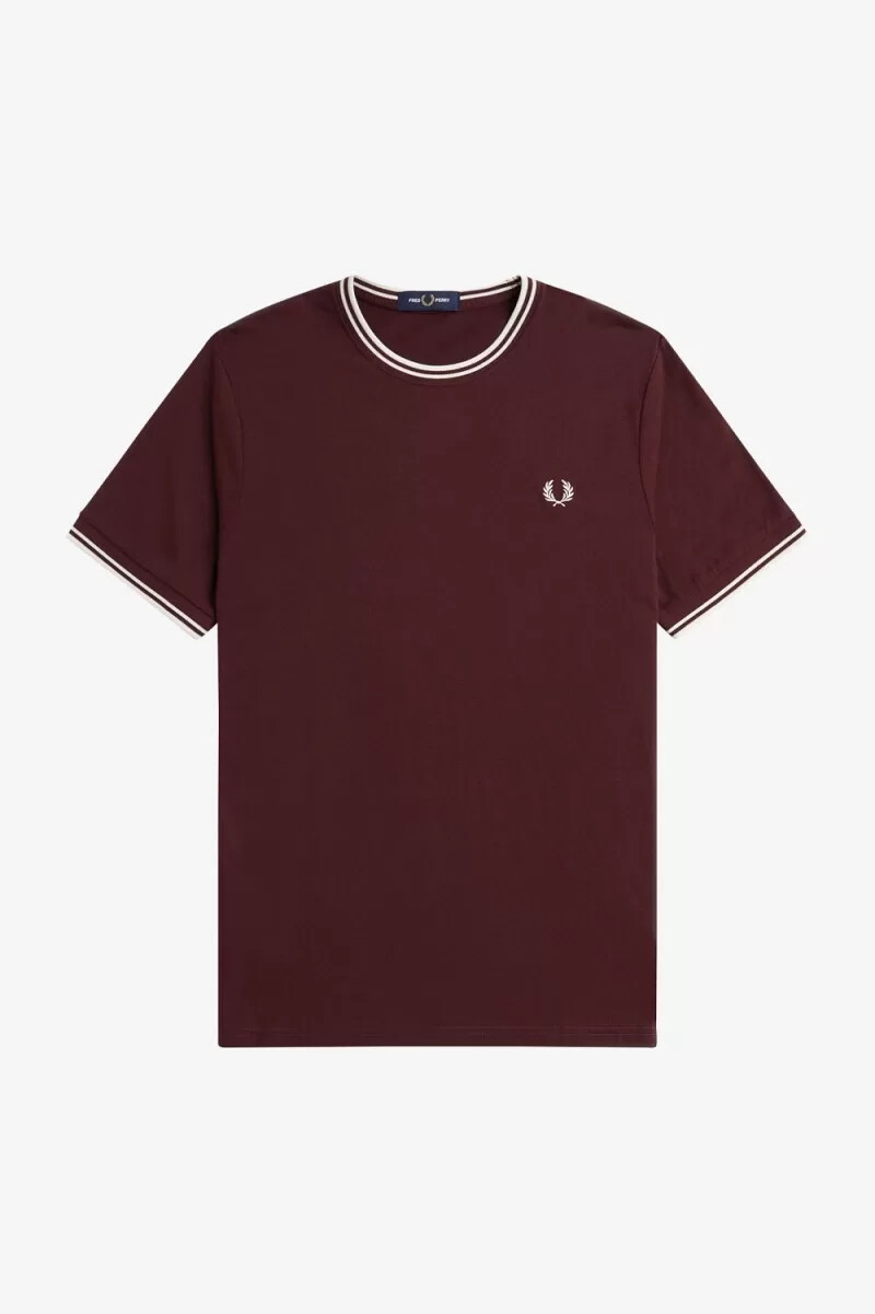 fred perry herren-t-shirt mit zwei spitzen bordeauxrot