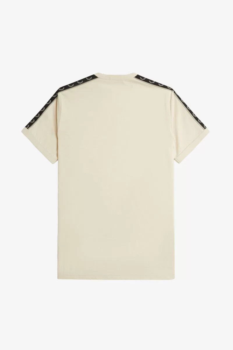 fred perry herren-t-shirt mit kontrastband farbe haferflocken warmgrau