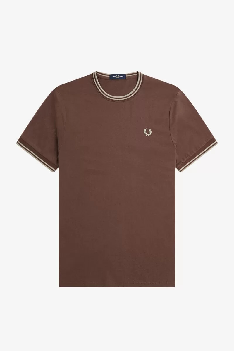 fred perry twin tipped herren-t-shirt dunkelrot warmgrau