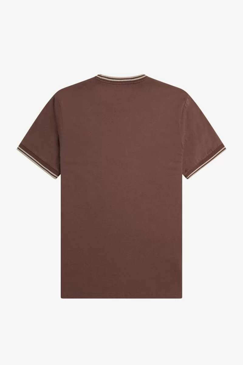 fred perry twin tipped herren-t-shirt dunkelrot warmgrau