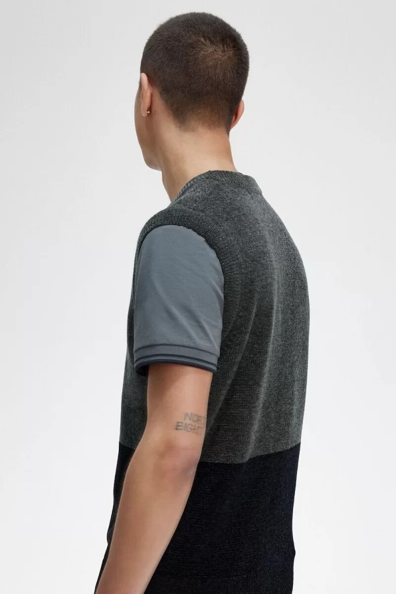 fred perry herren-tanktops aus chenille mit farbblockmuster feldgrün