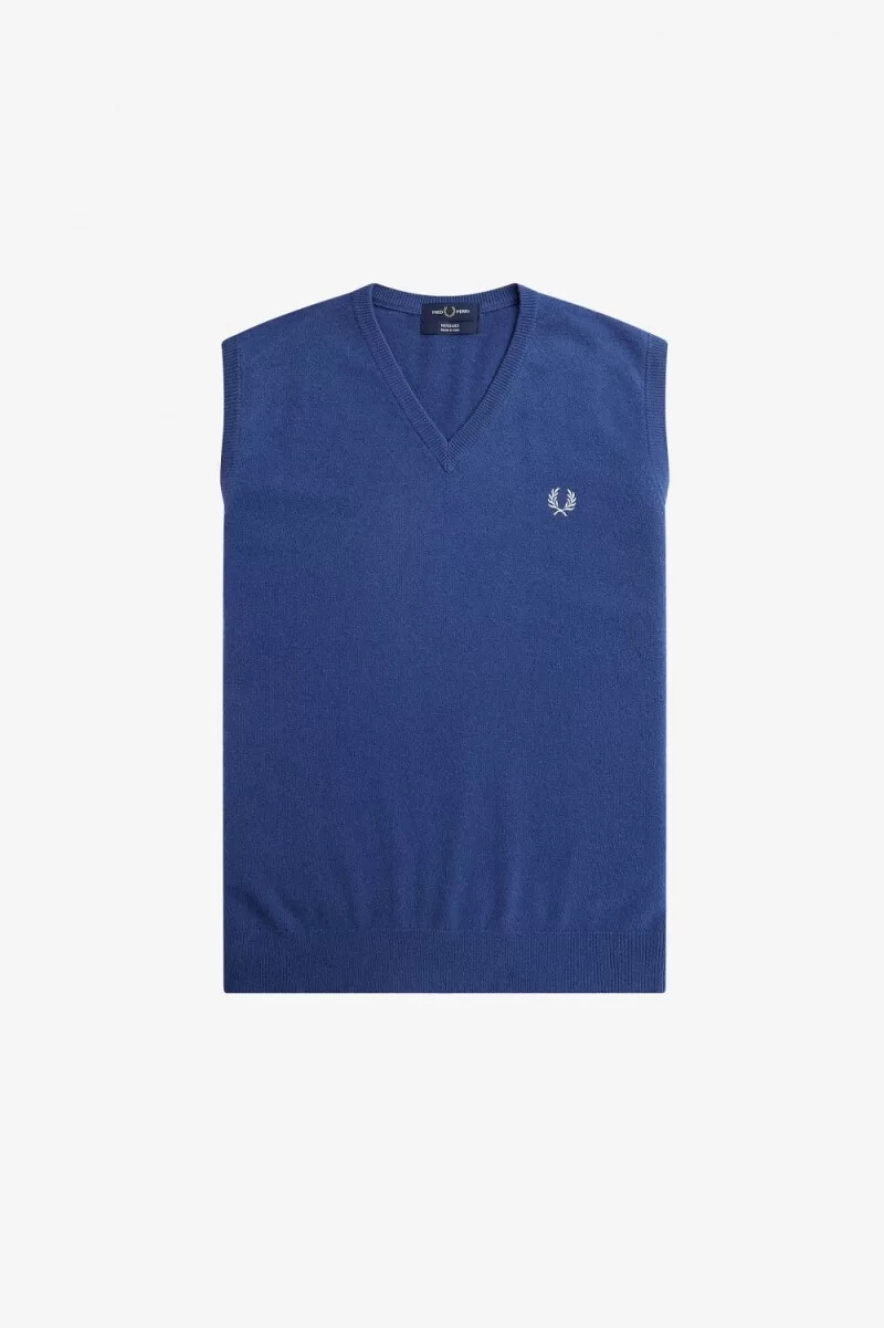 fred perry herren-tanktops aus lammwolle kobalt
