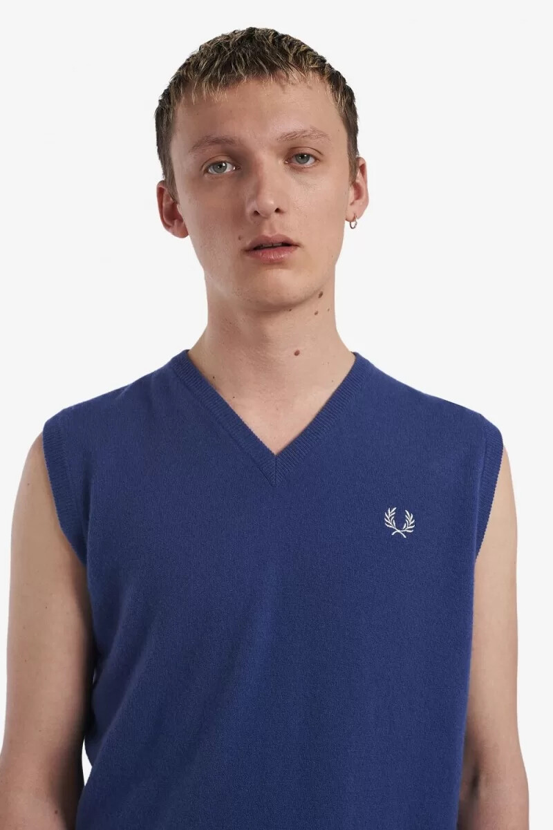 fred perry herren-tanktops aus lammwolle kobalt