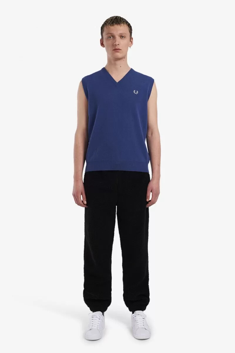 fred perry herren-tanktops aus lammwolle kobalt