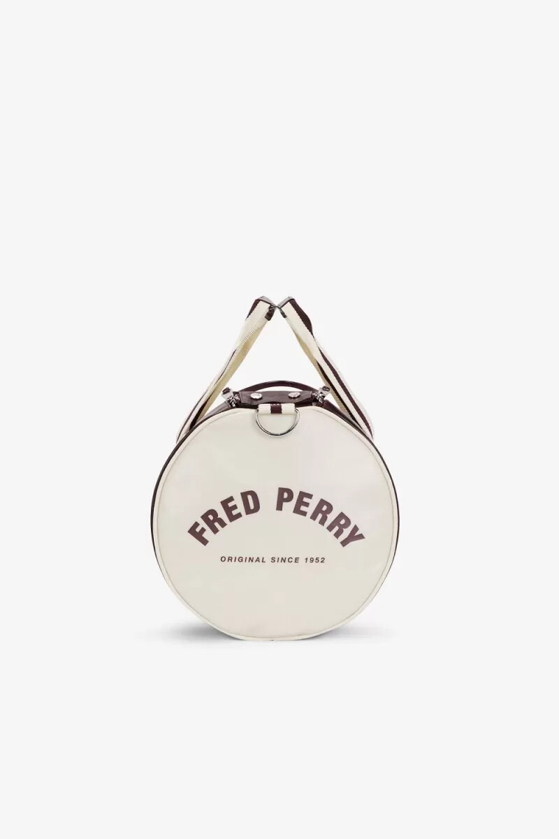 fred perry classic barrel herrentasche dunkelrot beige