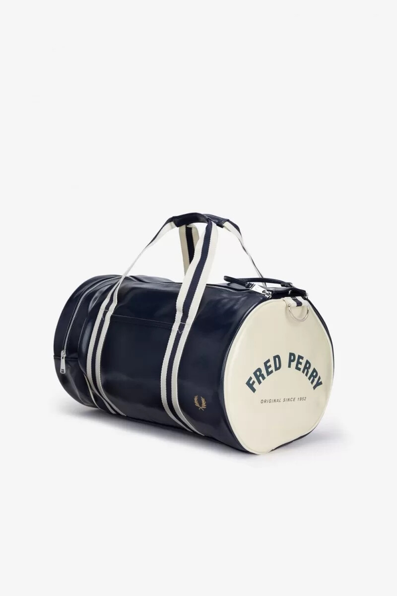 fred perry classic barrel herrentasche marineblaubeige