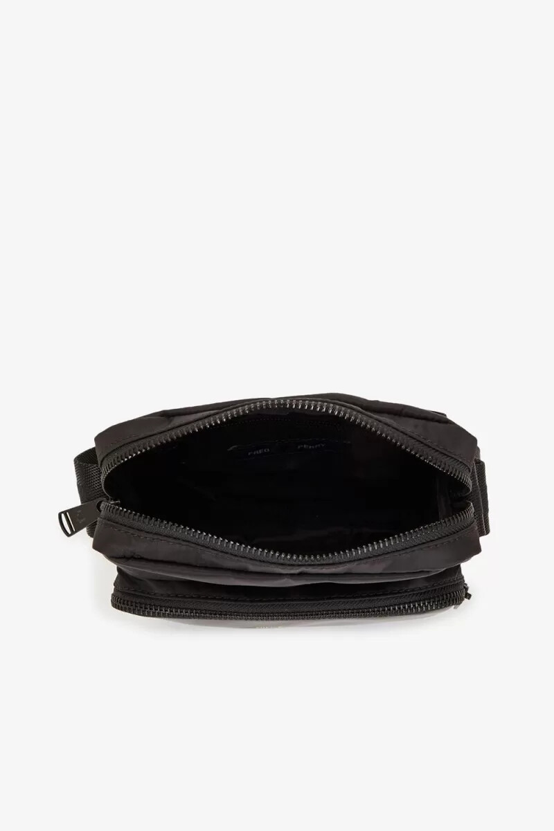 fred perry nylon-twill-leder-umhängetasche für herren schwarzgold