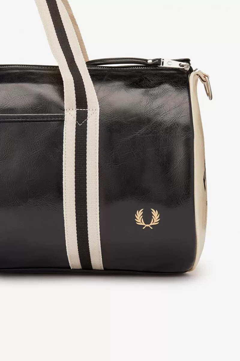 fred perry classic barrel herrentaschen schwarz beige