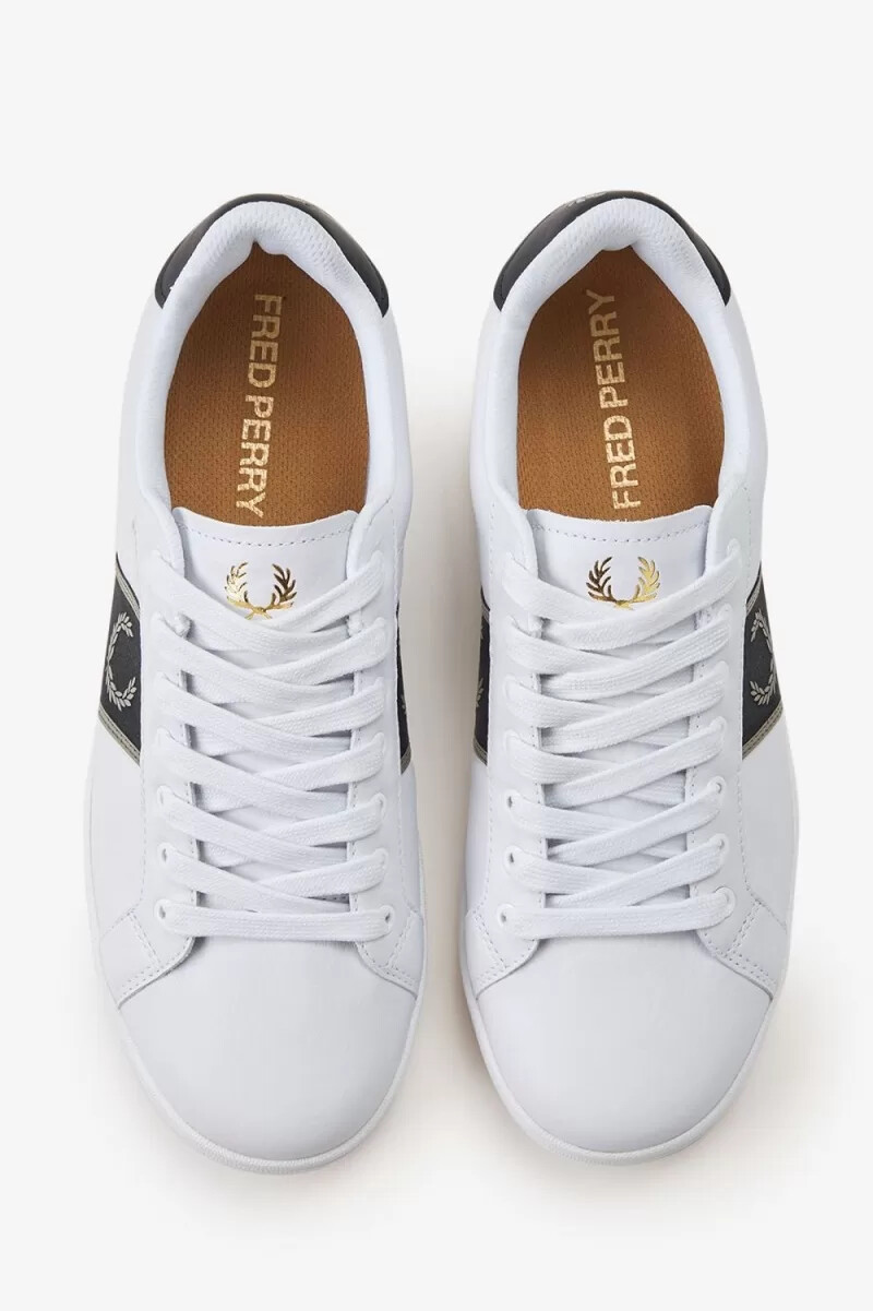 fred perry b721 herren-tennisschuhe weiß warmgrau