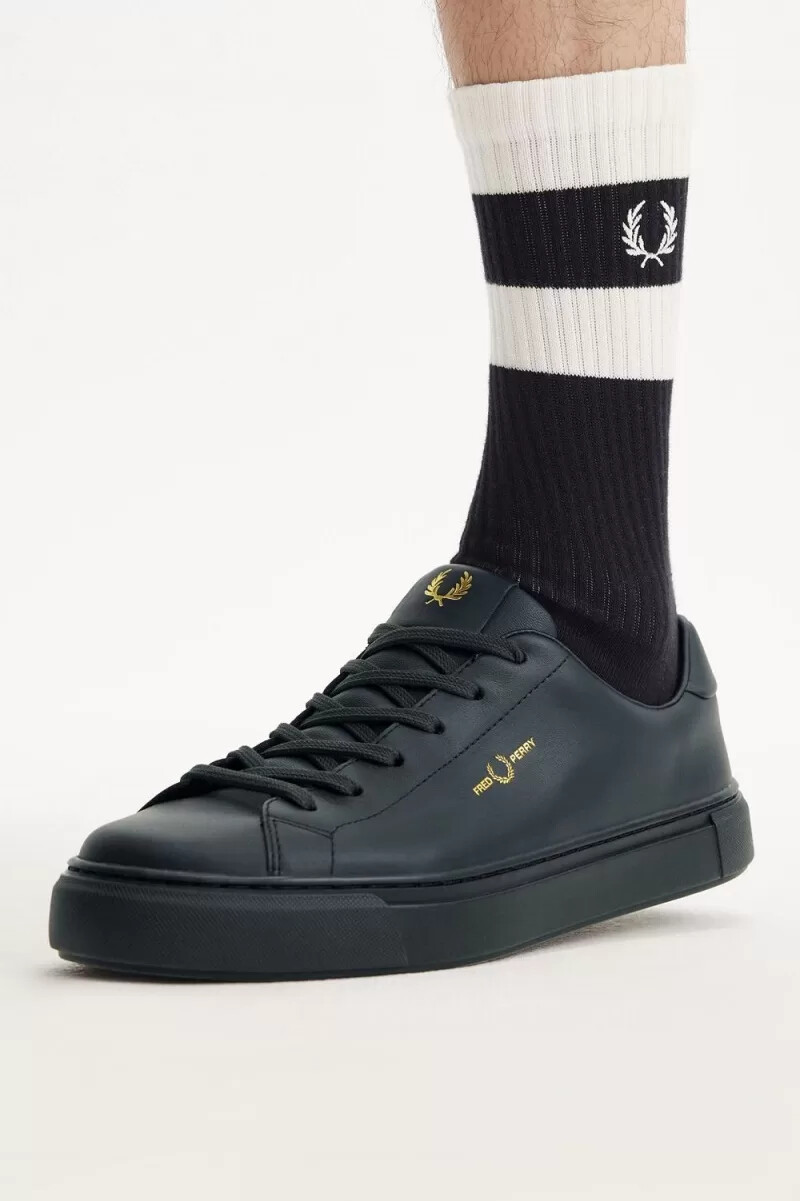 fred perry b71 herren-tennisschuhe nachtgrün gold