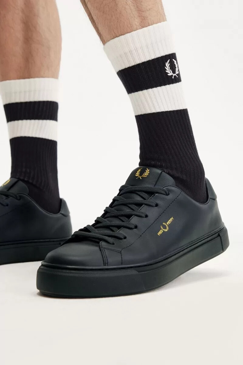 fred perry b71 herren-tennisschuhe nachtgrün gold
