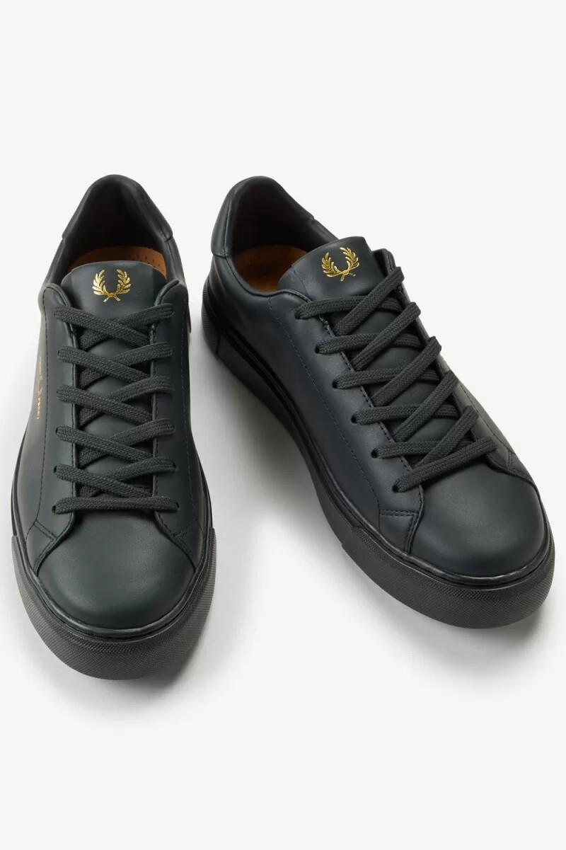fred perry b71 herren-tennisschuhe nachtgrün gold