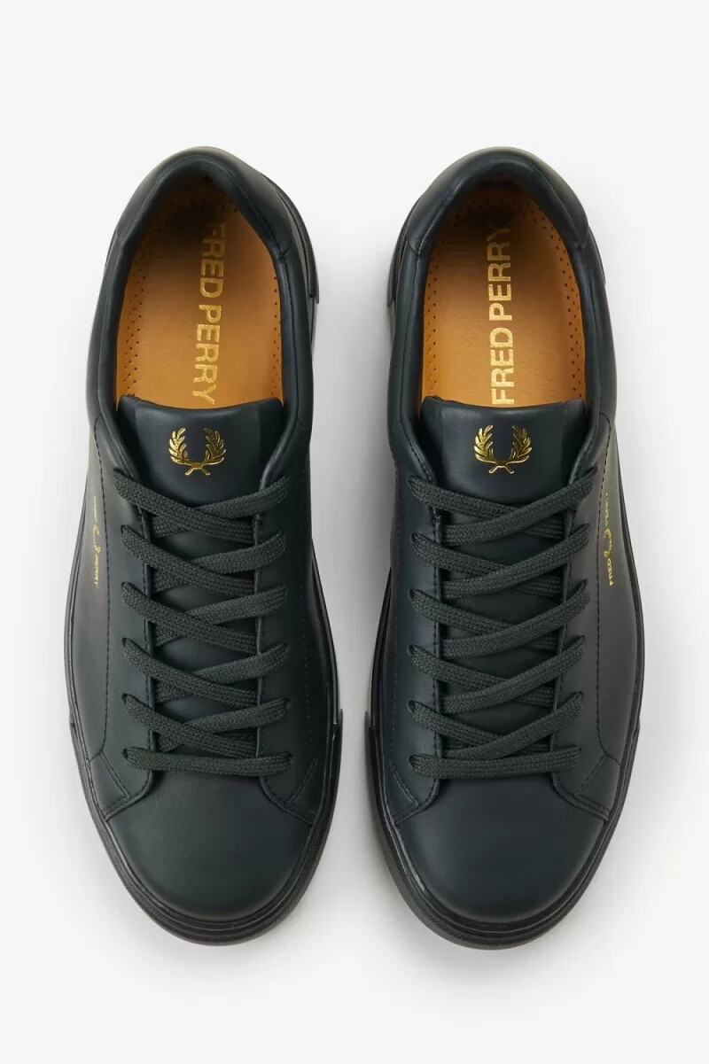 fred perry b71 herren-tennisschuhe nachtgrün gold