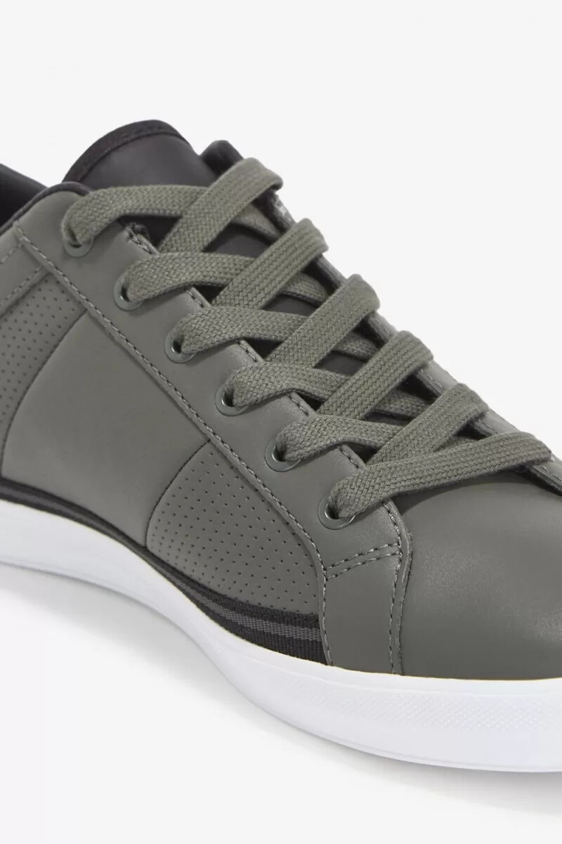 fred perry perforierte baseline herren-tennisschuhe feldgrünschwarz
