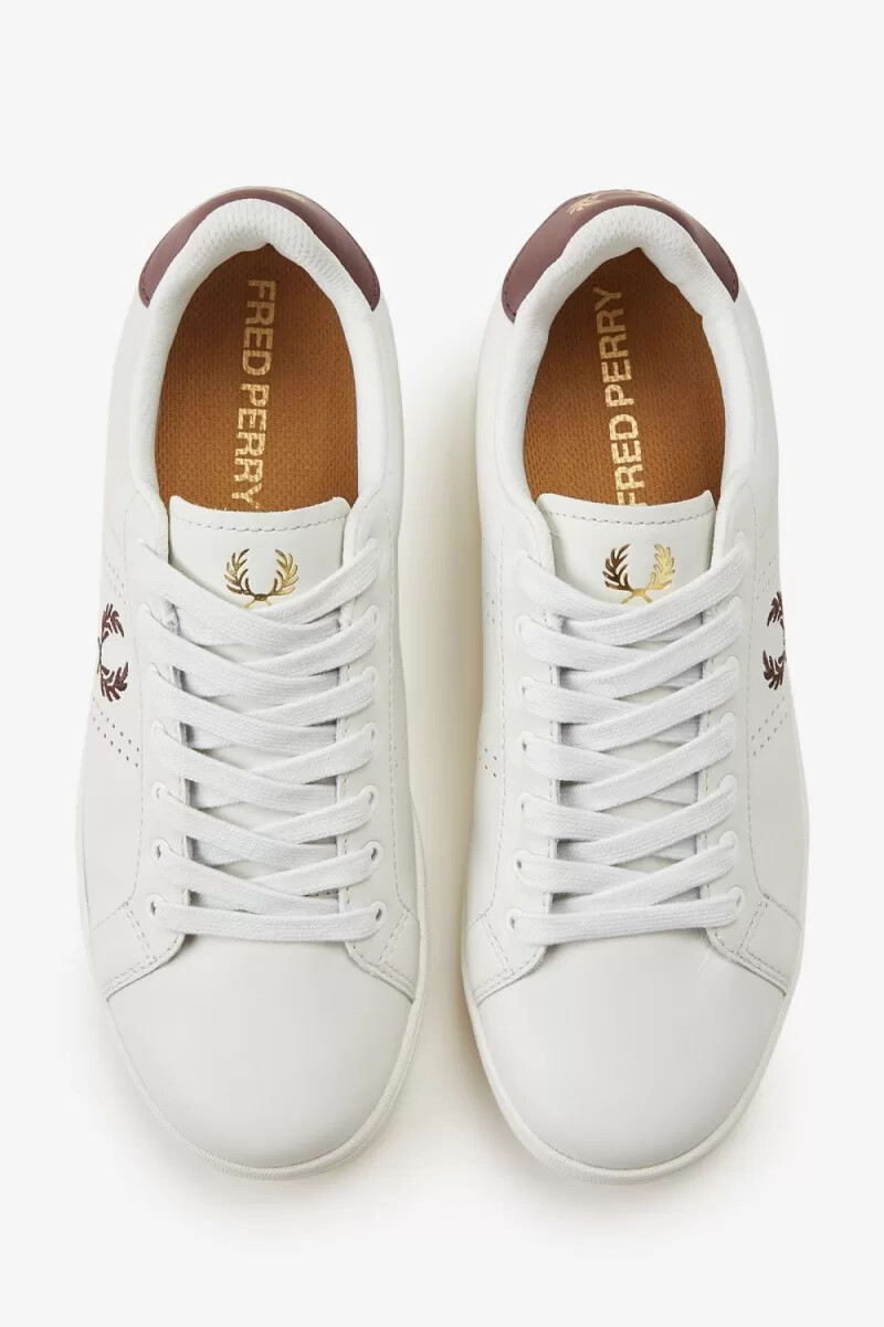 fred perry b721 herren-tennisschuhe elfenbein dunkelrot