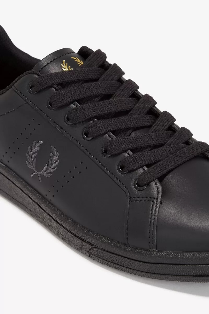 fred perry b721 herren-tennisschuhe schwarzgunmetal