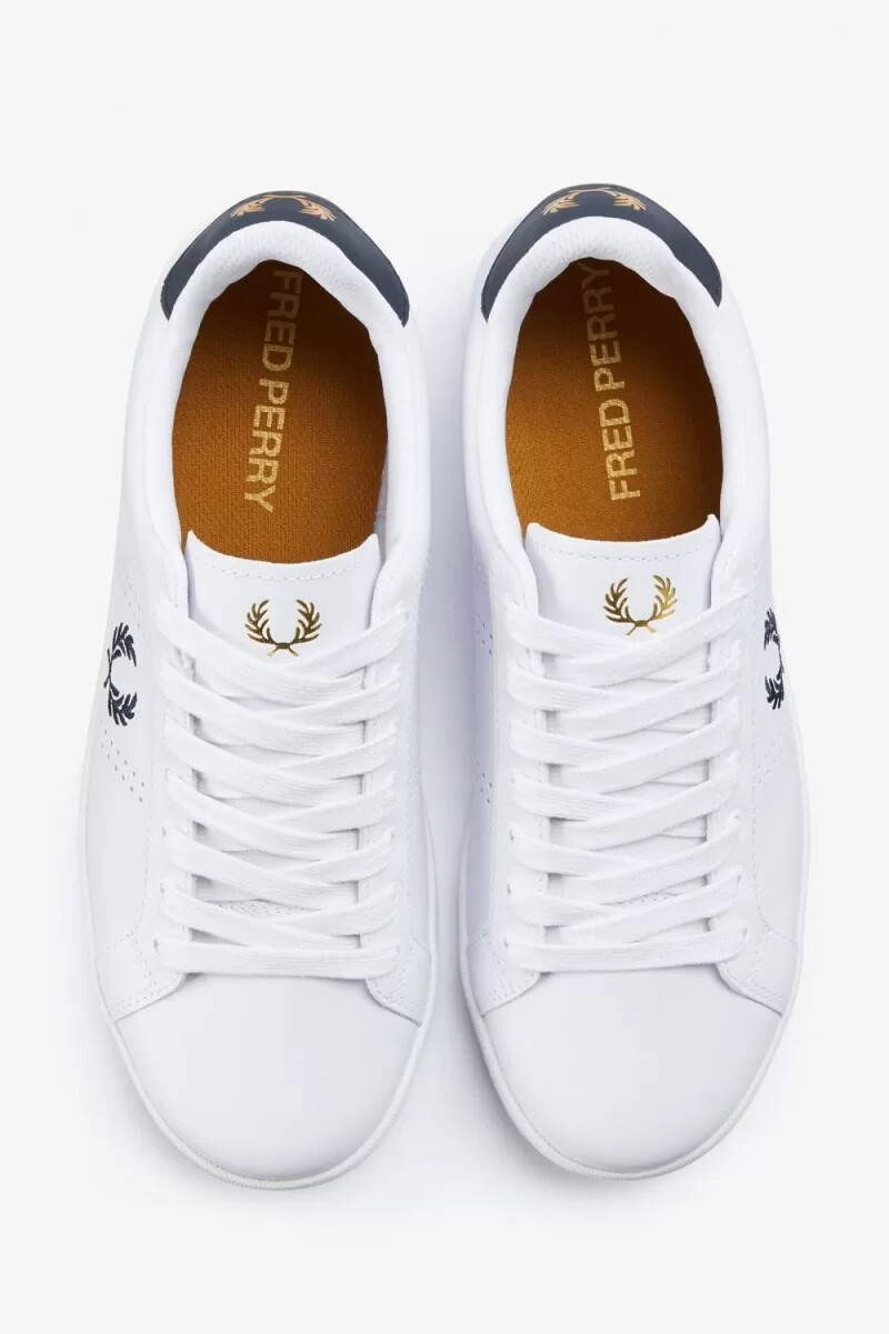 fred perry b721 herren-tennisschuhe weiß marineblau