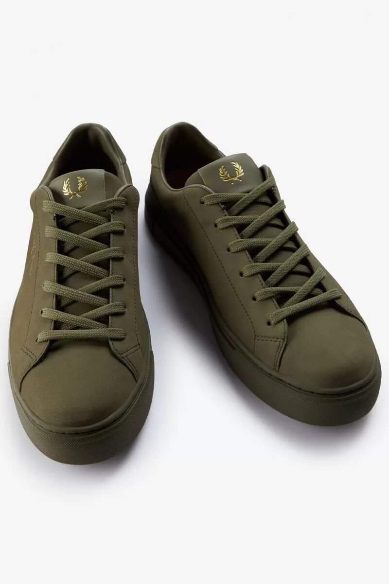 fred perry b71 herren-tennisschuhe uniform grüngold